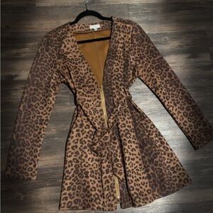 Others Follow Brown Leopard Trench Coat